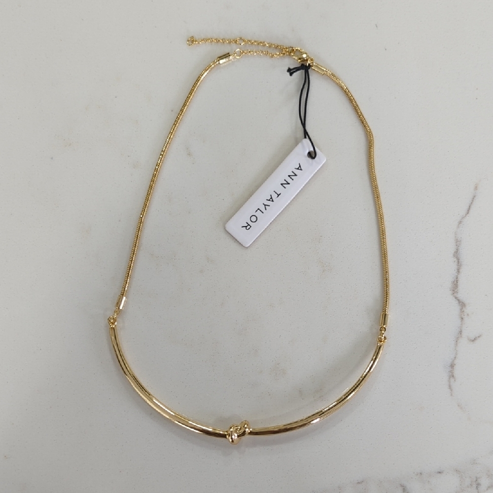 Ann Taylor Elegant Knot Design Solid Lower Gold Necklace